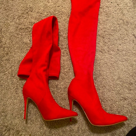 Thigh high red heels only worn once - Picture 1 of 1